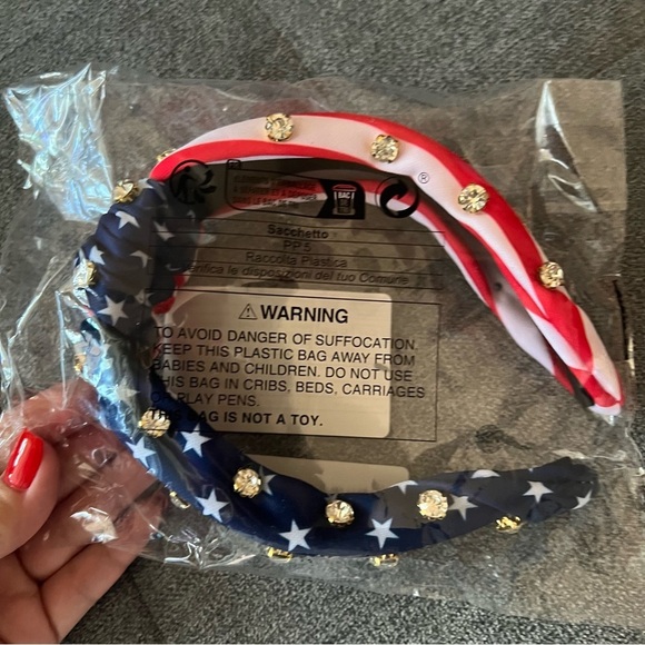American Flag print rhinestones knot headband NWT - Picture 11 of 11